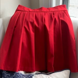 Red Pleated Skirt